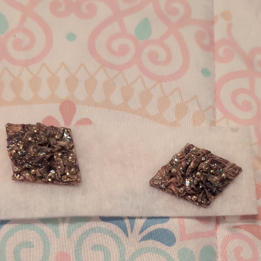 Sparkling Square Earrings